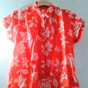 GAP Orange and White Hawaii Shirt